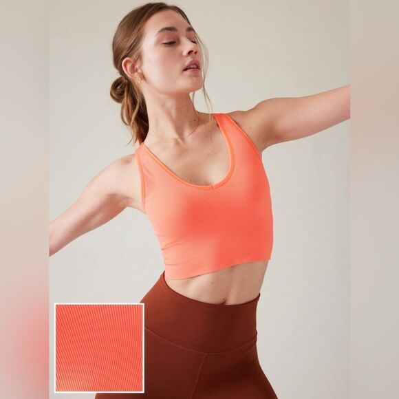 Athleta Aurora Crop Rib Tank NEW with tags Size XS Sunset Glow - Picture 2 of 16